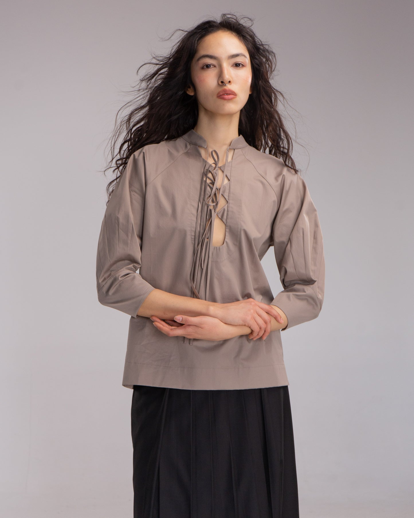 Blouse with ties