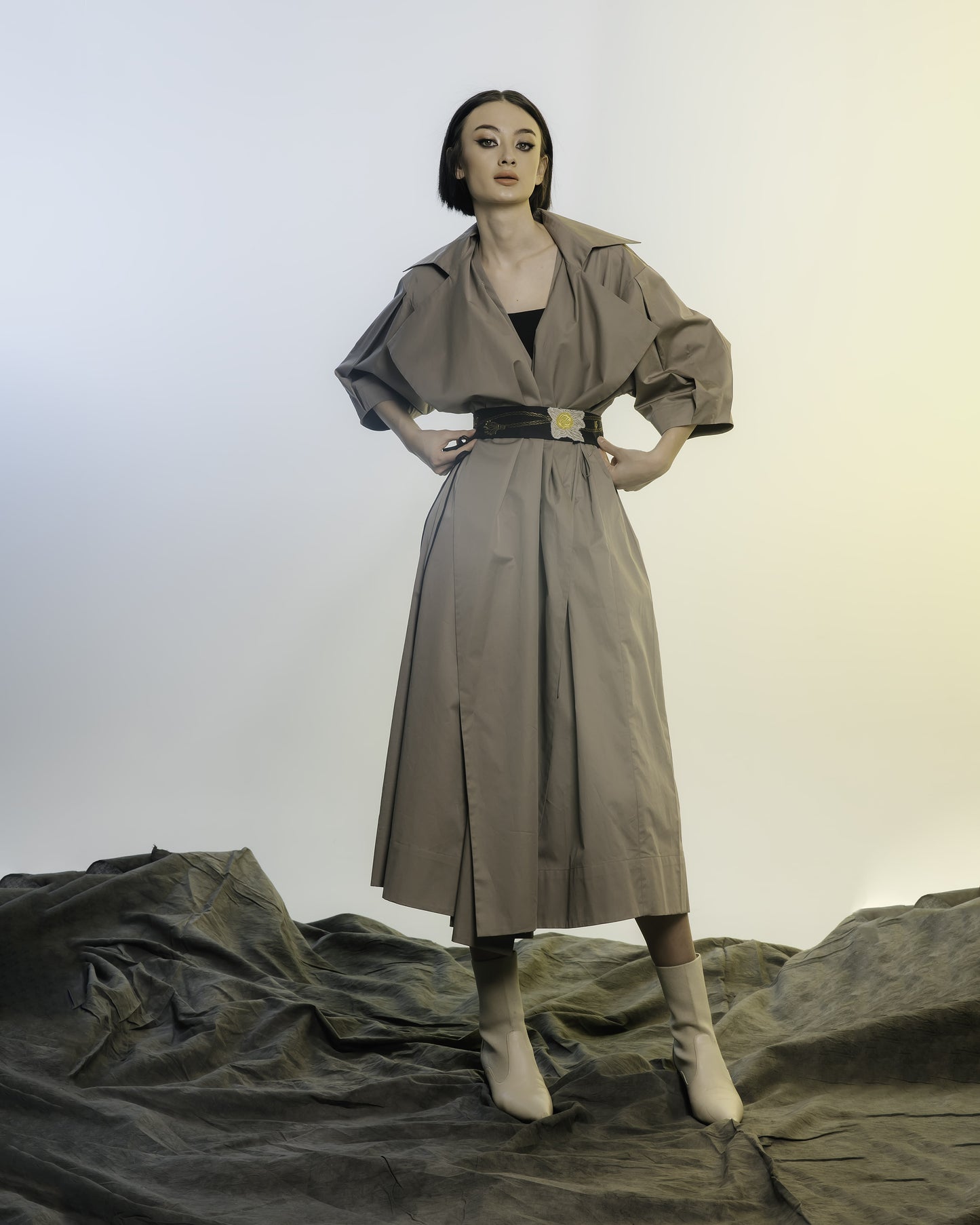 Trench dress with belt